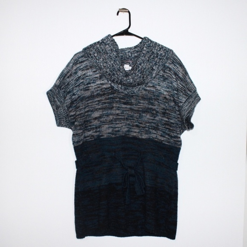 Style & Co. Two-Tone Gray and Navy Cowl Neck Sweater Tunic